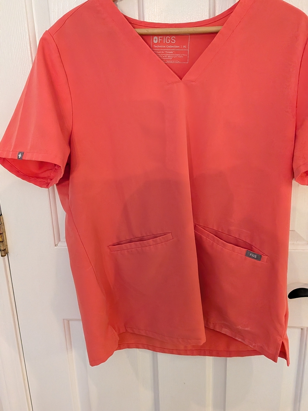 FIGS "Hot Coral  V-Neck Top